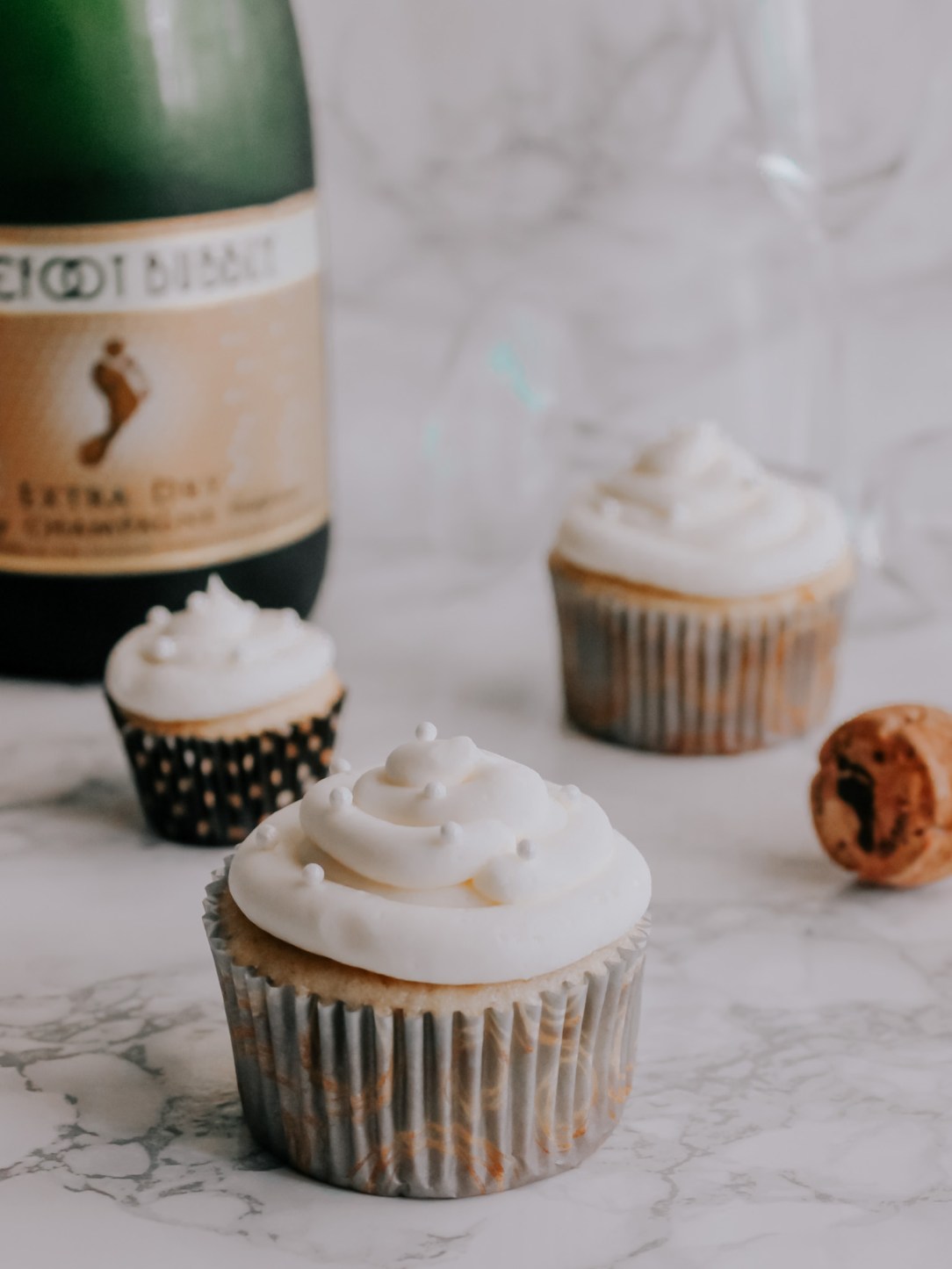 Champagne + Almond Cupcakes